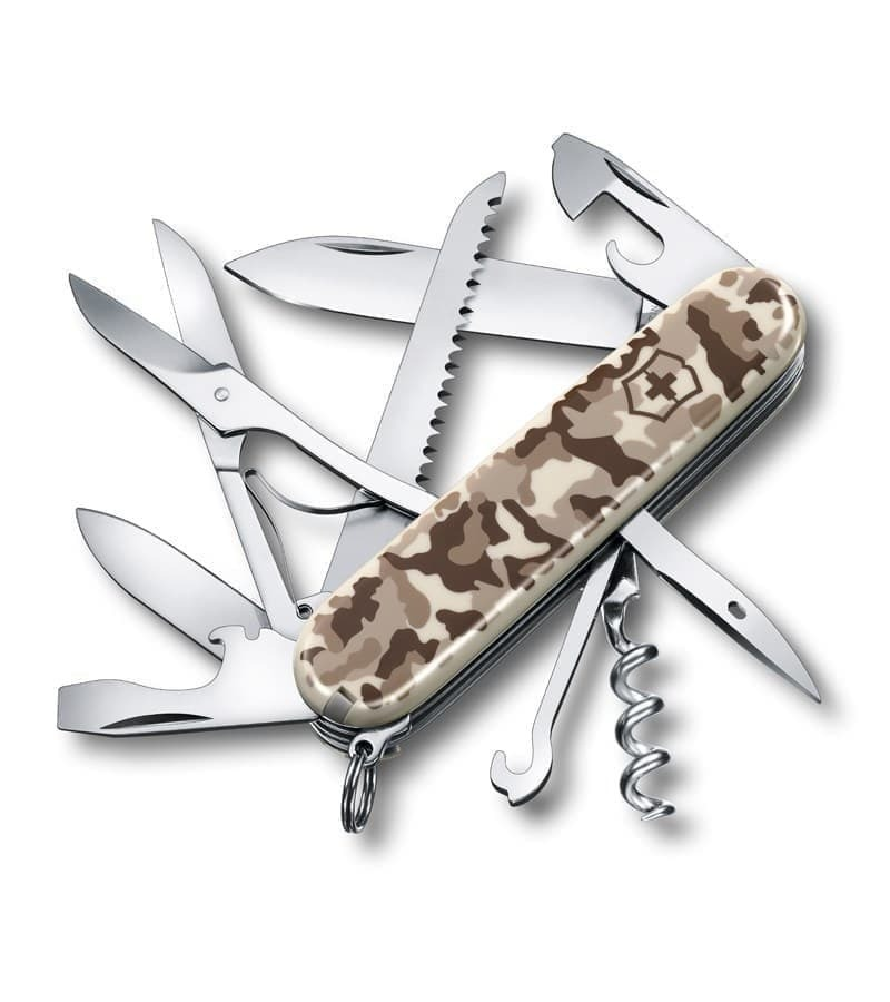 

Нож перочинный VICTORINOX Huntsman Desert Camouflage, 91 мм, 15 функций, бежевый камуфляж, Huntsman