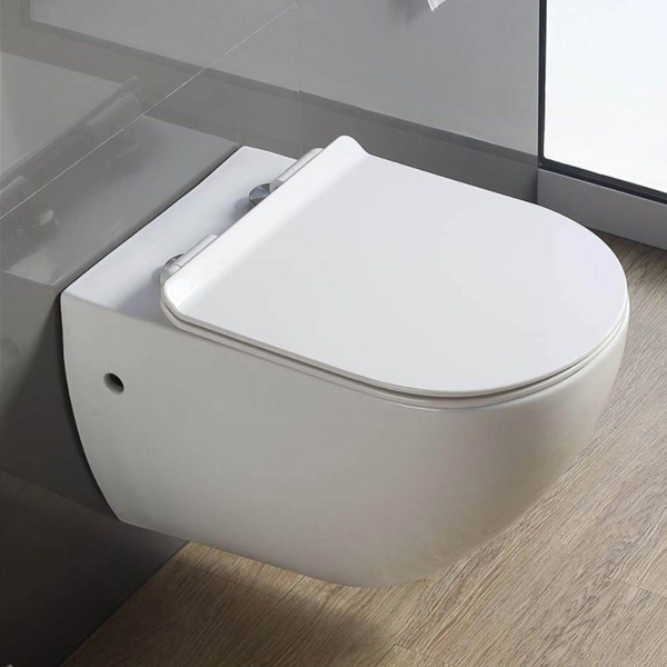 

Унитаз подвесной Comforty 104 безободковый, с тонкой крышкой SoftClose, Белый