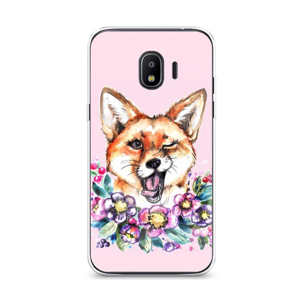

Чехол Awog на Samsung Galaxy J2 2018 "Подмигивающая лиса", Оранжевый, 25650-10