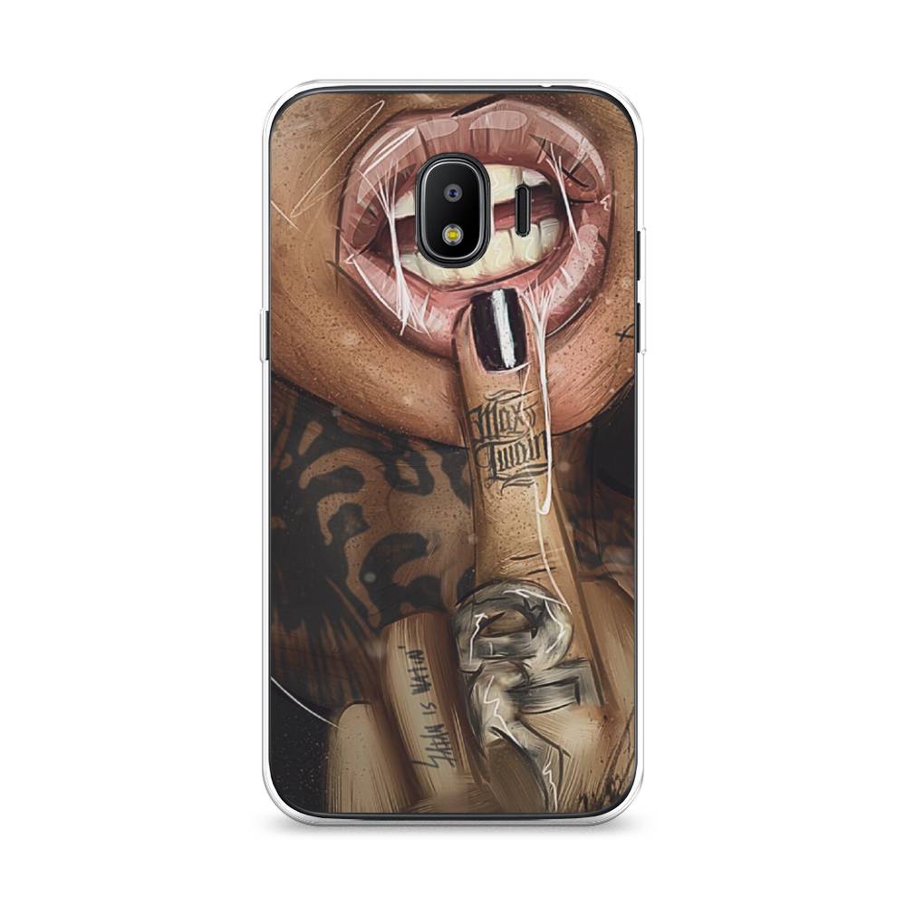

Чехол Awog на Samsung Galaxy J2 2018 "Девушка с татуировками", Бежевый;розовый;черный, 25650-9