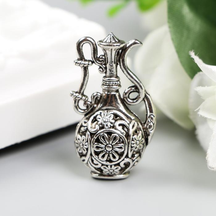 

Декор металл для творчества Кувшин с цветами серебро А19635 3,6х2х2 см