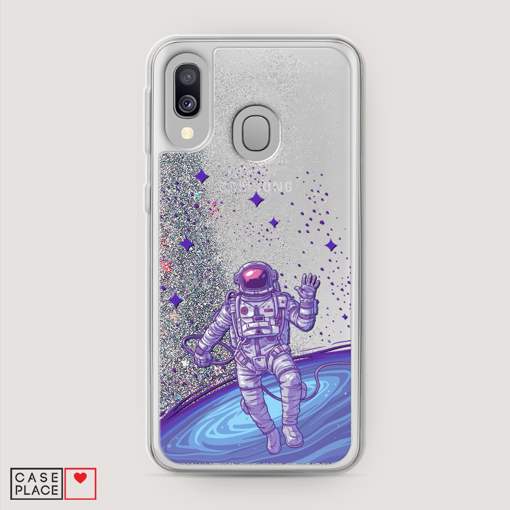 

Жидкий чехол с блестками "Космонавт в открытом космосе" на Samsung Galaxy A40