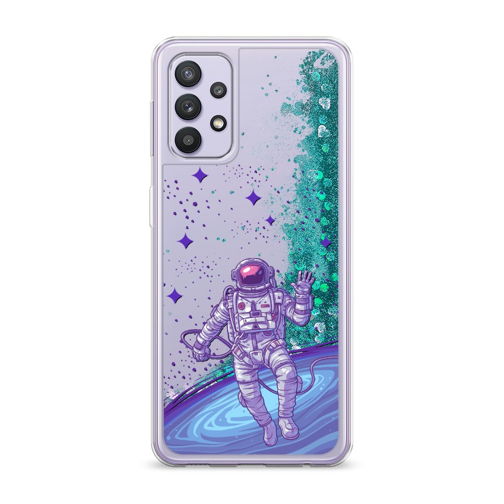 

Жидкий чехол с блестками "Космонавт в открытом космосе" на Samsung Galaxy A32, 2102095-1