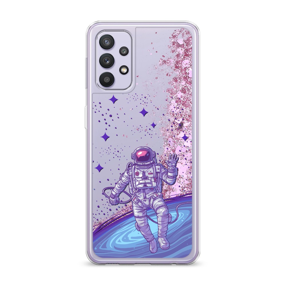 

Жидкий чехол с блестками "Космонавт в открытом космосе" на Samsung Galaxy A32