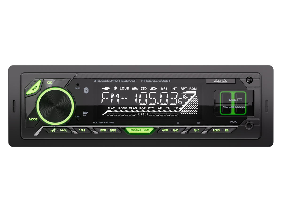 

Проигрыватель Amh-306Bt Usbsd-Ресивер, Подсветка Зеленая 1Шт Aura AMH306BT
