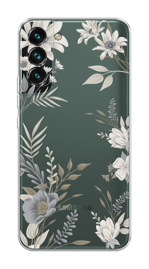 

Чехол на Samsung Galaxy S22 "Цветы сепия", Серый;прозрачный;зеленый;белый, 2103850-1