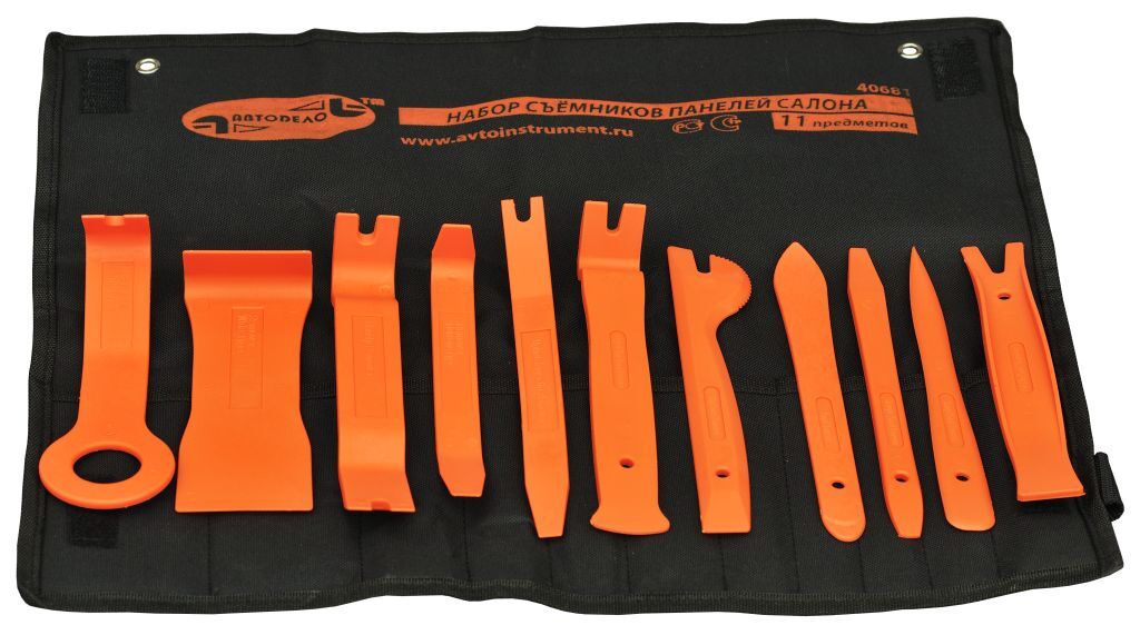 Набор съемников панелей салона 11шт в сумке АвтоDело (40681) набор инструмента для демонтажа подшипников сепараторного типа автоdело
