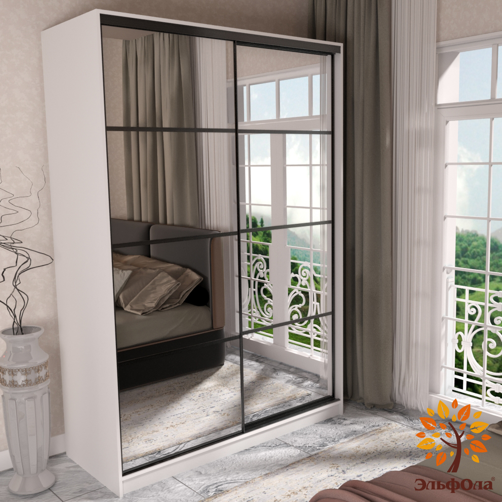 

Шкаф-купе ЭльфОла Квадро, 152х45х220 см, белый, Квадро