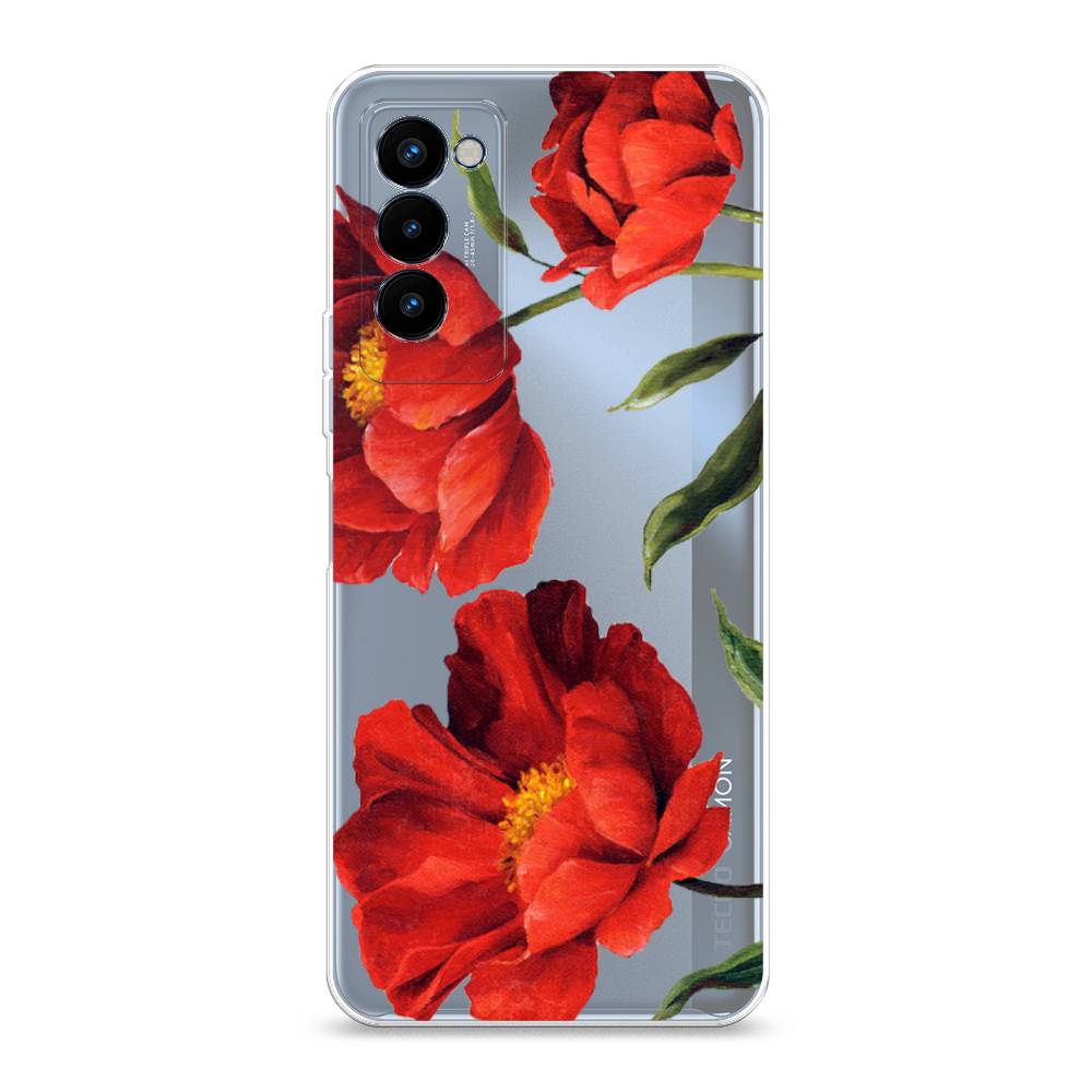 фото Чехол awog "красные маки" для tecno camon 18p