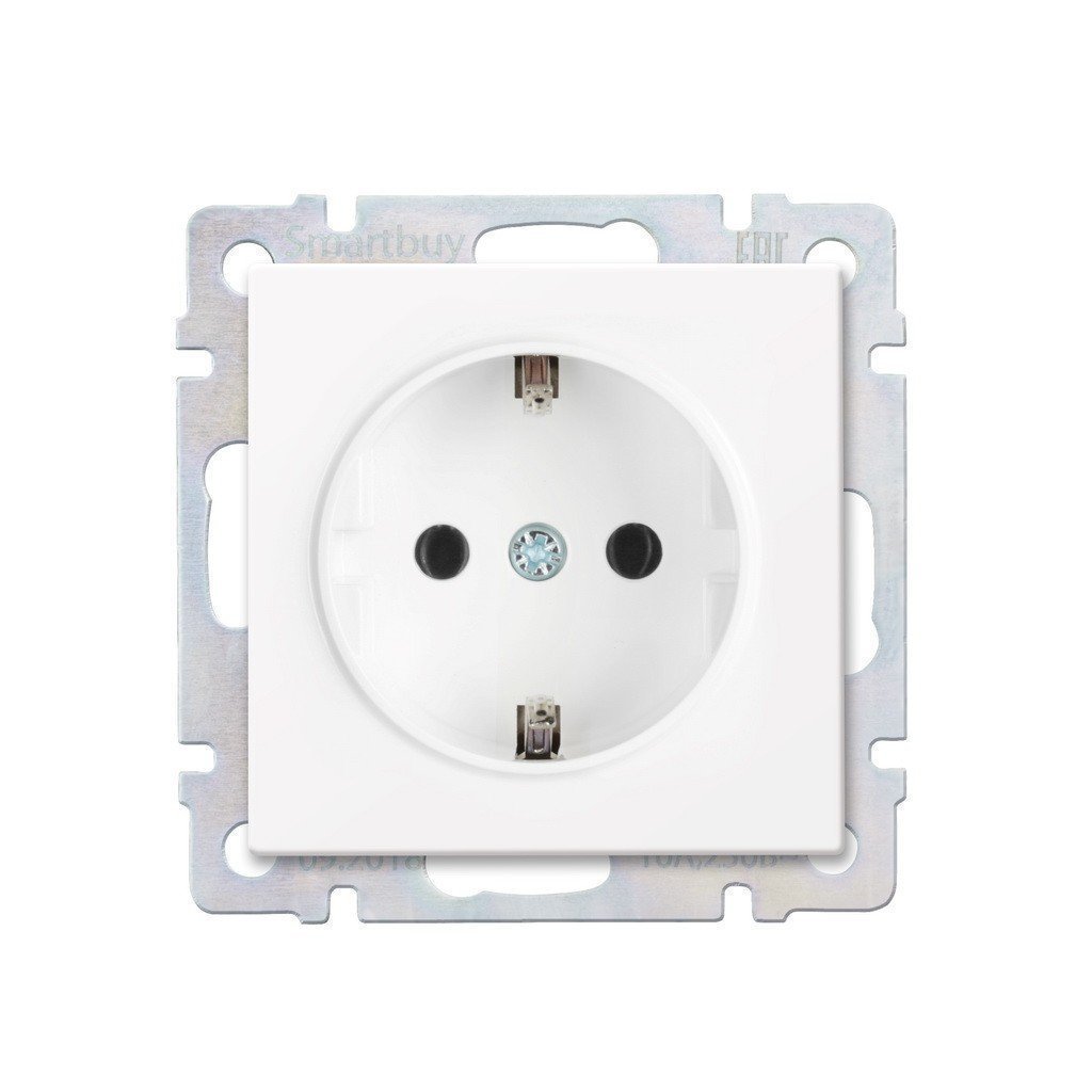 

Розетка с заземлением и крышкой Smart Buy Нептун SBE-05w-16-S1-ZK белая