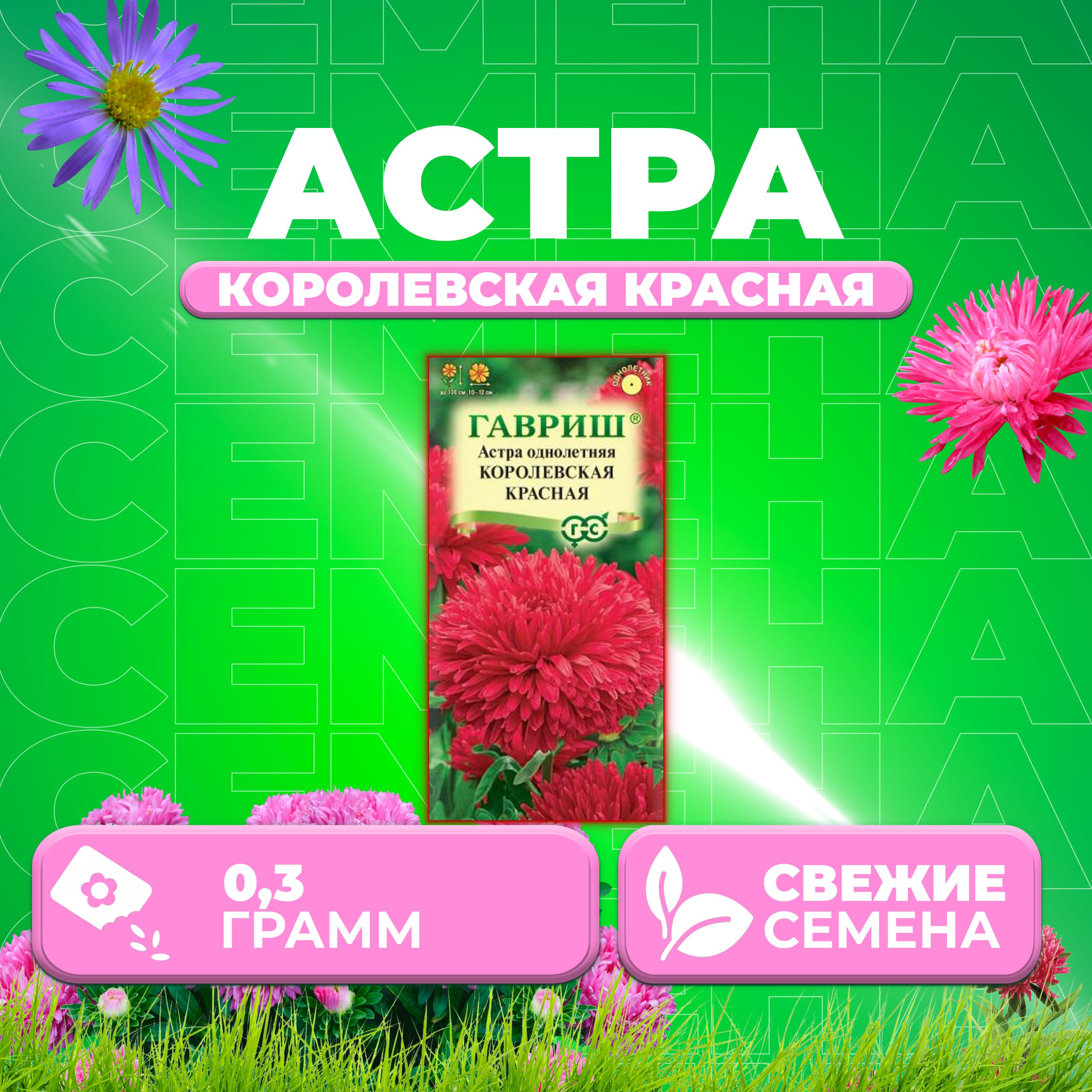 

Семена Астра Королевская красная, пионовидная, 0,3г, Гавриш, Цветочная коллекция (1 уп)