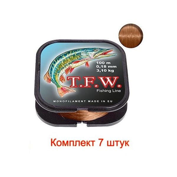 Леска для рыбалки Aqua T.F.W. 0,18mm 100m, 7 штук