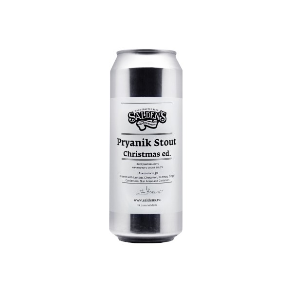 

Пивной напиток Salden's Pryanik Stout Christmas Ed. 0,5 л, Светлое, ТН-00004087