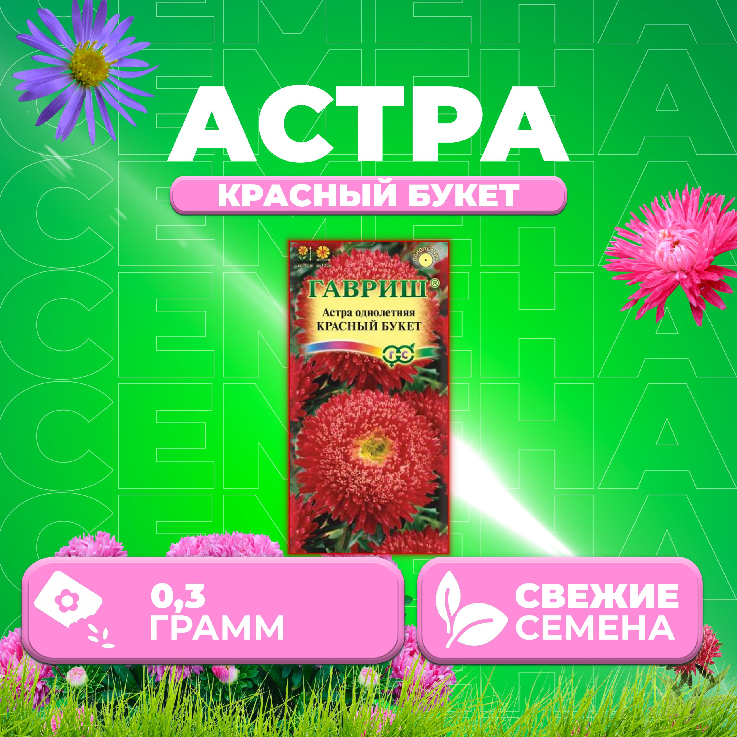 

Семена Астра Букет красный, 0,3г, Гавриш, Цветочная коллекция (1 уп)