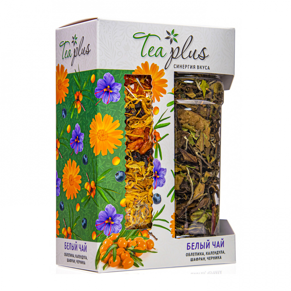 

Чай Tea Plus "Белый чай (Бай му дань)", листовой, с добавками, 60 гр