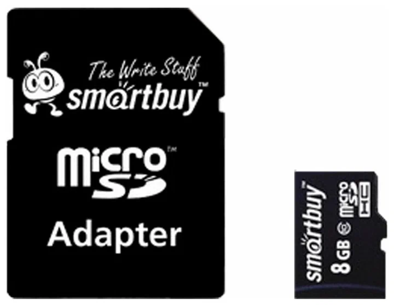 Карта памяти SmartBuy Micro SDHC 8Гб с адаптером (SB8GBSDCL10-01)