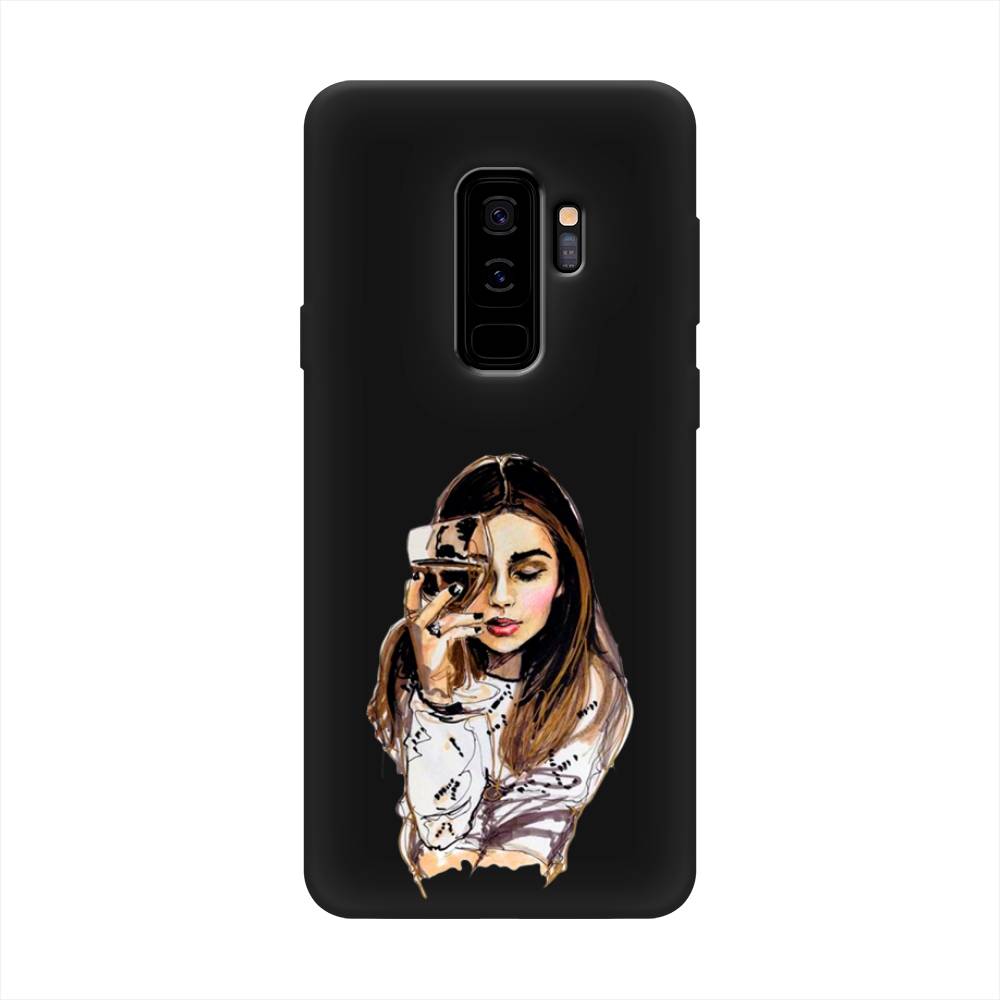 

Чехол Awog на Samsung Galaxy S9 + "Девушка с бокалом", Коричневый;прозрачный;бежевый, 25852-1