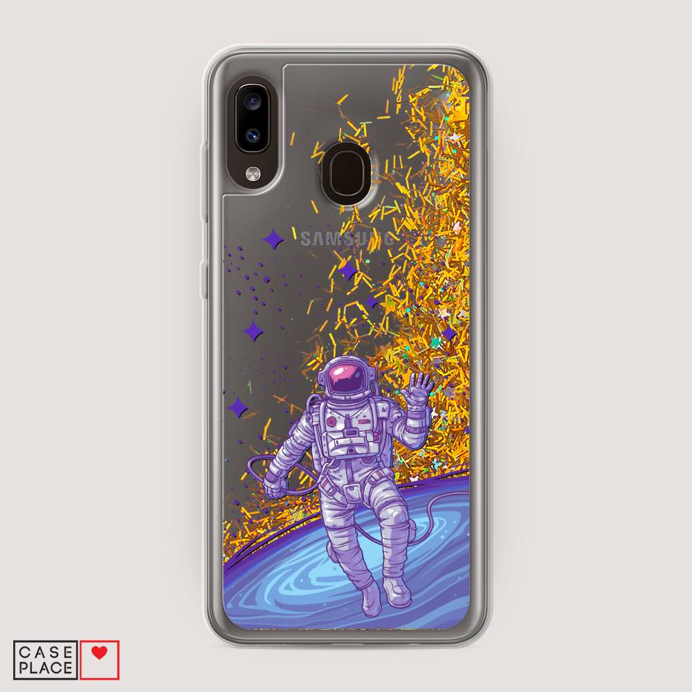 

Жидкий чехол с блестками "Космонавт в открытом космосе" на Samsung Galaxy A30, 27590-1