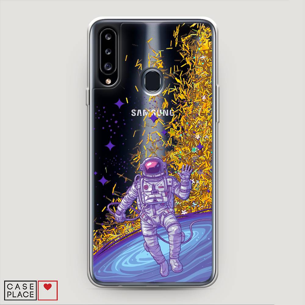 

Жидкий чехол с блестками "Космонавт в открытом космосе" на Samsung Galaxy A20s, 2100890-1