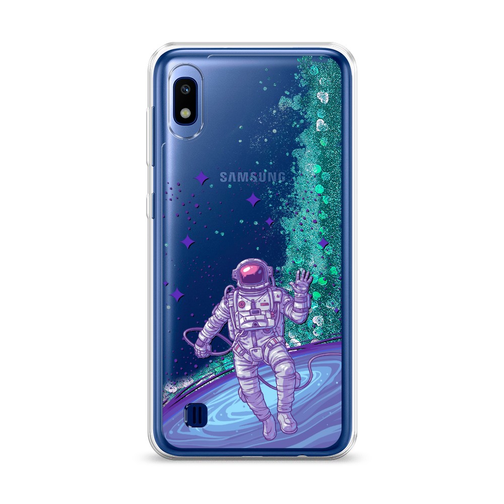 

Жидкий чехол с блестками "Космонавт в открытом космосе" на Samsung Galaxy A10