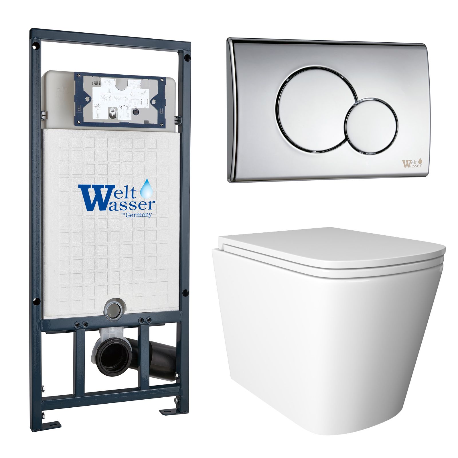 

Инсталляция Weltwasser Mar 507 + кнопка Mar 507RD CR хром + унитаз Verna JK3021022, Marberg JKS302507RD