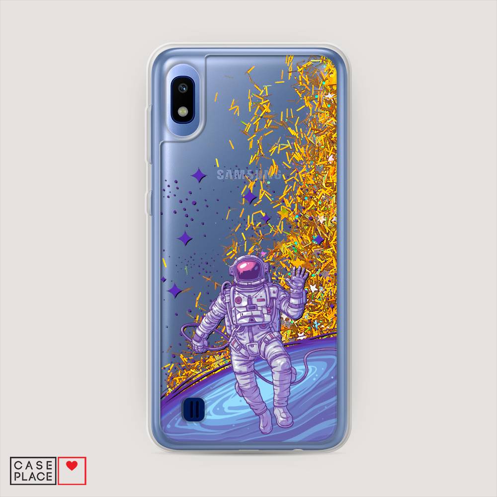 

Жидкий чехол с блестками "Космонавт в открытом космосе" на Samsung Galaxy A10, 27990-1