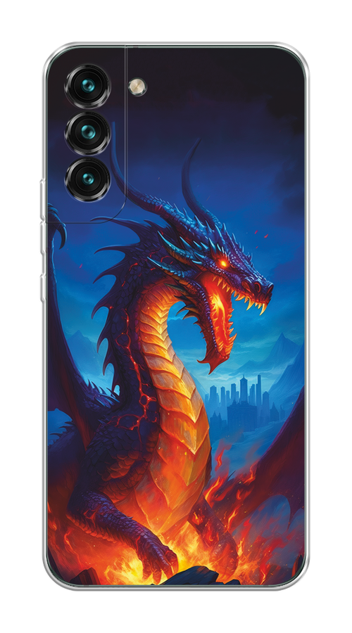 

Чехол на Samsung Galaxy S22 "Дракон над лавой", Оранжевый;коричневый;синий, 2103850-1