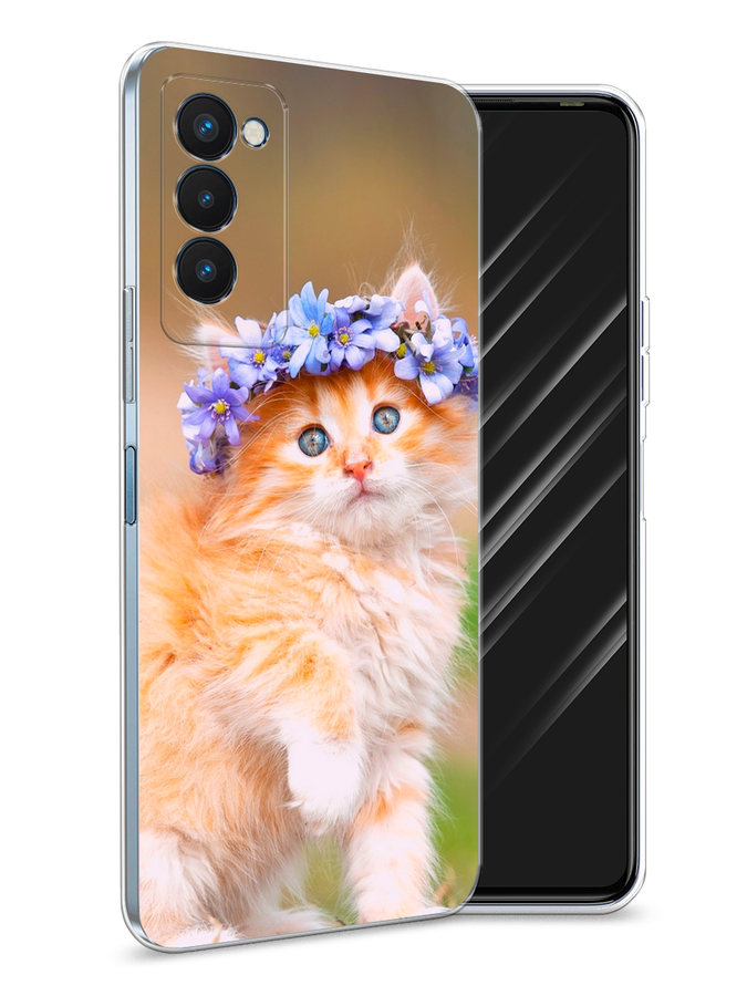 

Чехол Awog на Tecno Camon 18P "Рыжий кот в венке", Разноцветный, 300750-1