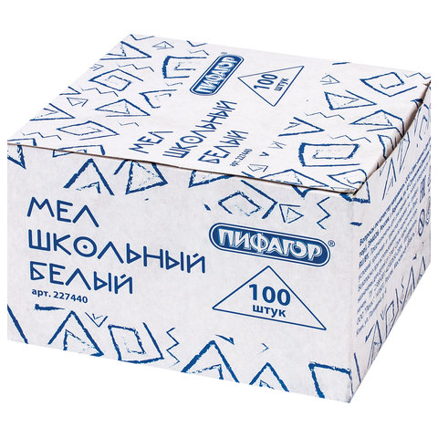 Мел белый ПИФАГОР, набор 100 шт., квадратный, 227440, (2шт.)