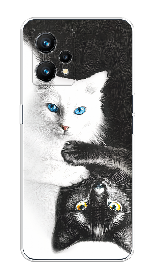 

Чехол на Realme 9 4G "Коты Инь-Янь", Черный;белый;голубой, 258750-1