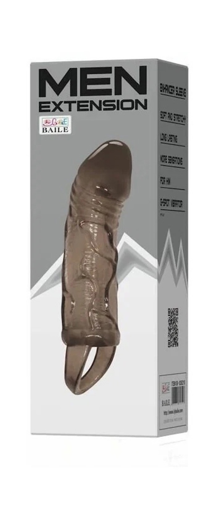 Дымчатая насадка на пенис с подхватом - 17 см.