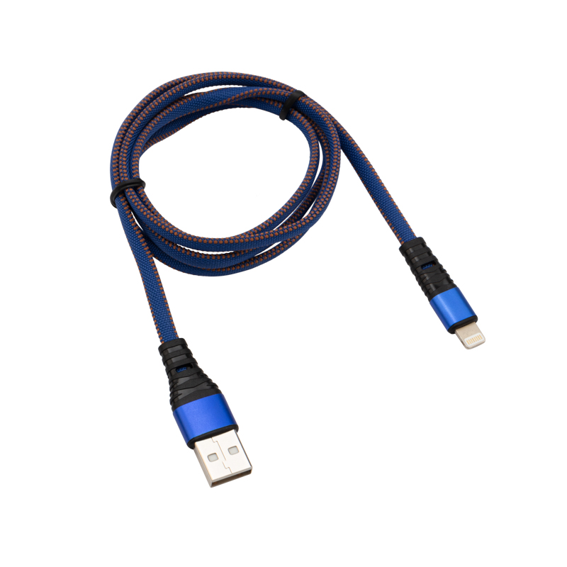 фото Кабель rexant usb - lightning 2.4a 1m blue nylon 18-7053