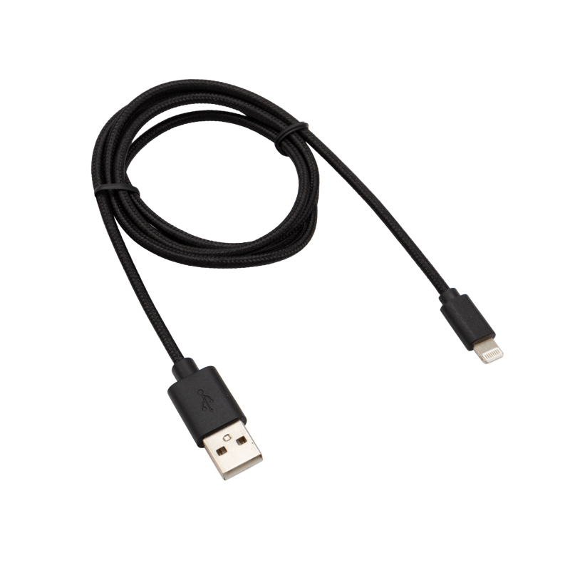 фото Кабель rexant usb - lightning 1m black nylon 18-7055