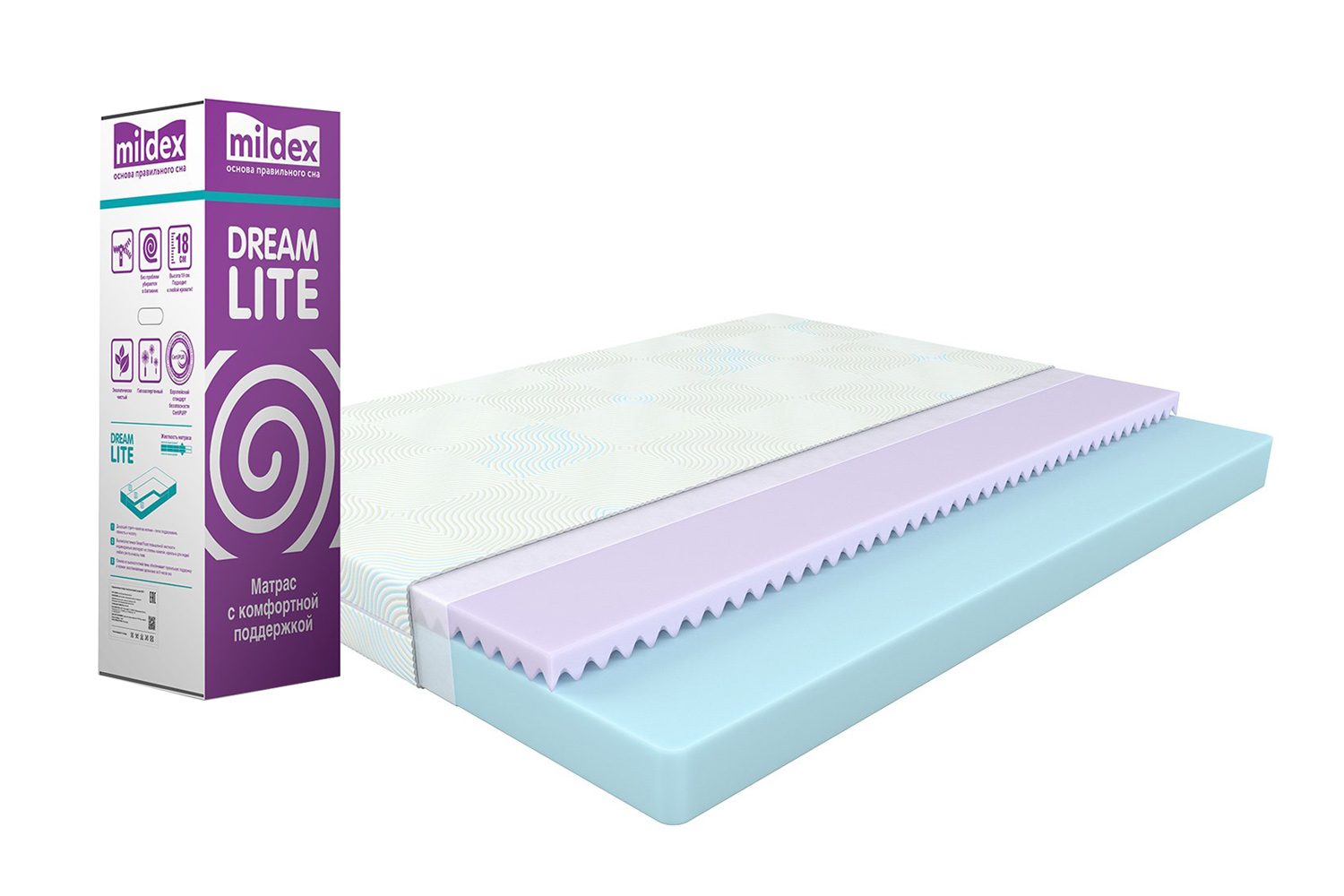 

Матрас беспружинный MILDEX Mildex Dream Lite, Dream Lite