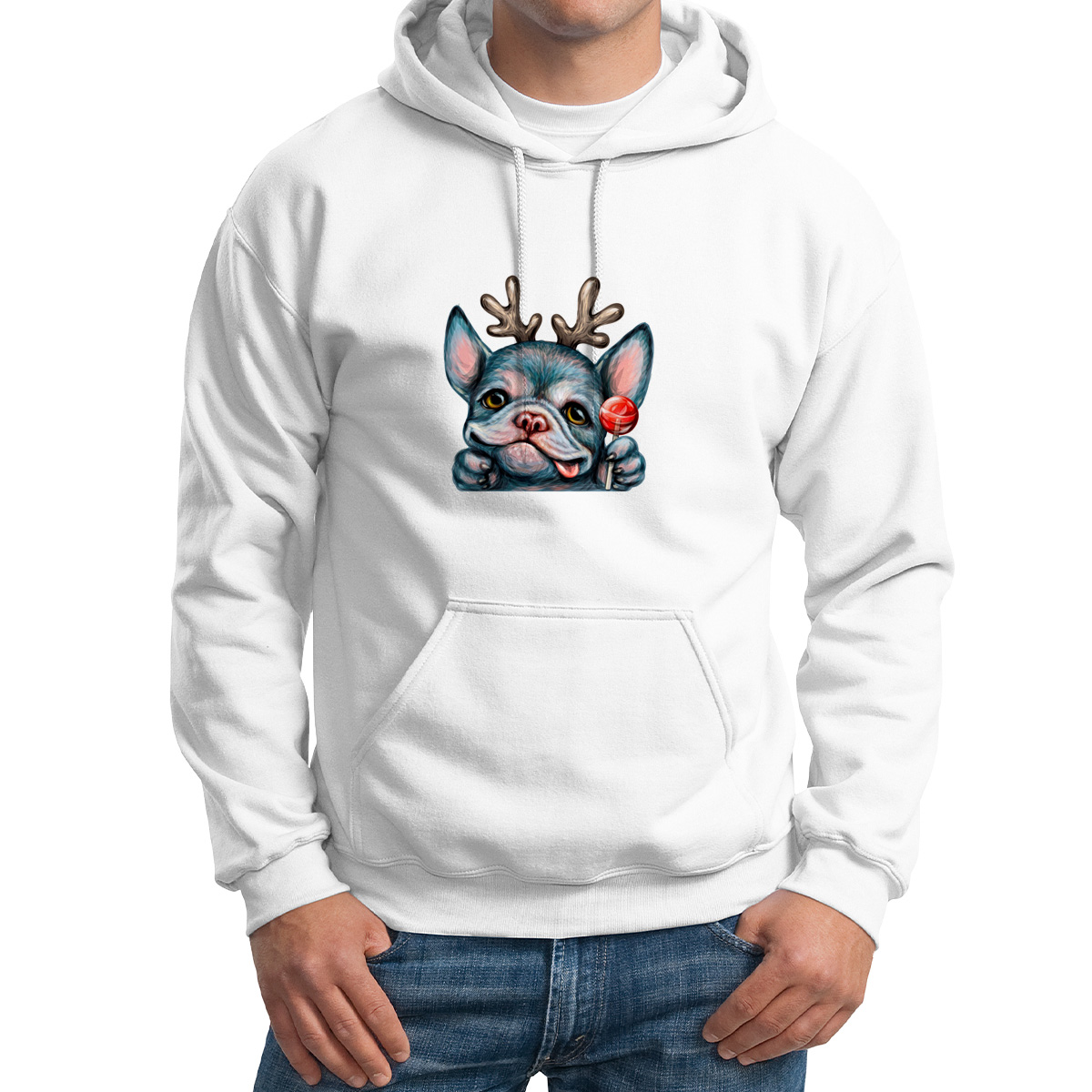 

Худи унисекс CoolPodarok Животные. Собака с конфетой белое 50 RU, Белый, M0501607