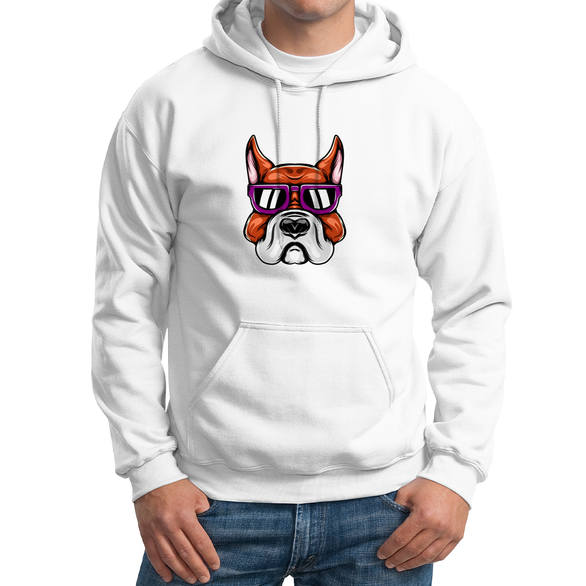 

Худи унисекс CoolPodarok Животные. Собака в очках белое 50 RU, M0501606