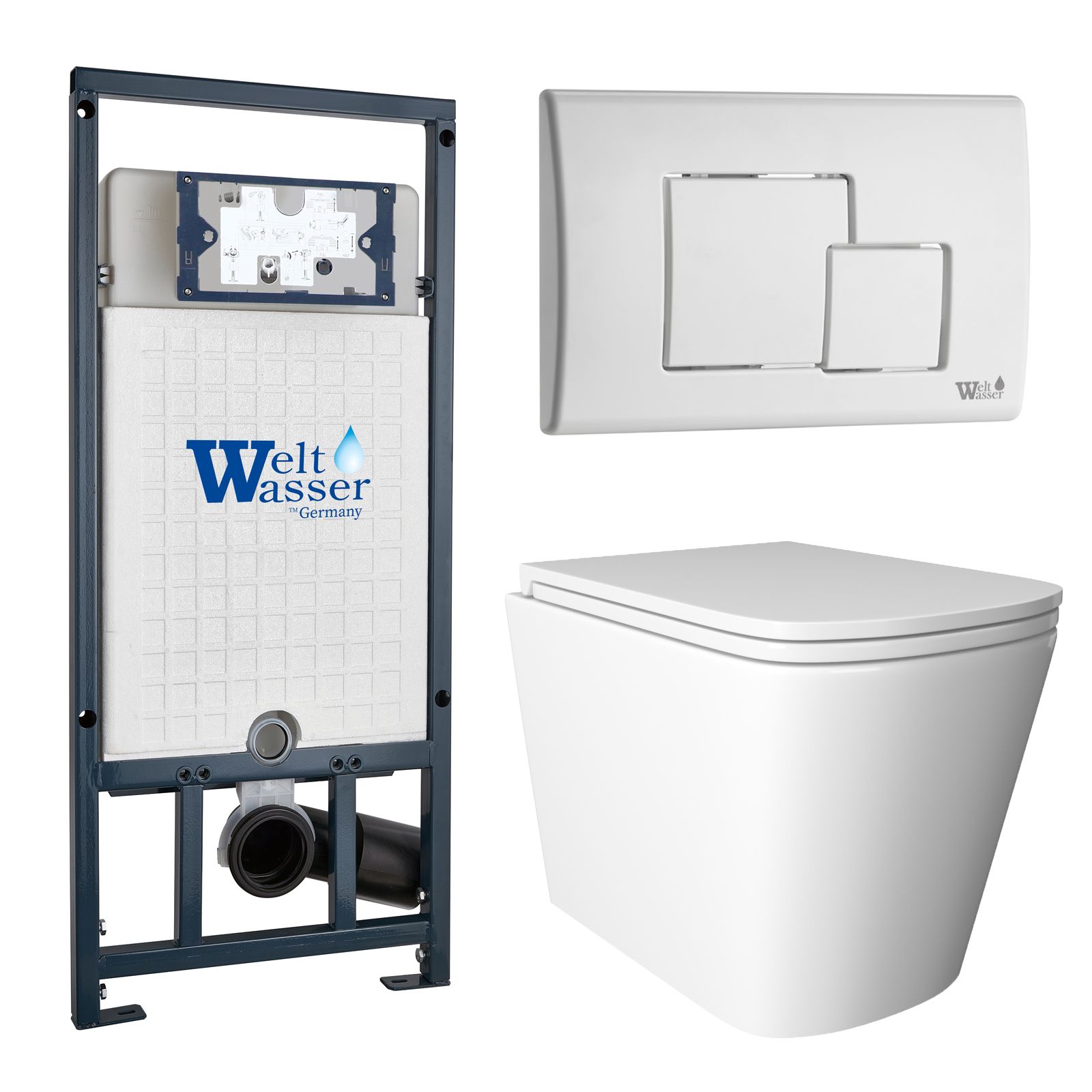 

Инсталляция Weltwasser Mar 507 + кнопка Mar 507SE GL-WT белая + унитаз Verna JK3021022, Marberg JKS302507SGW