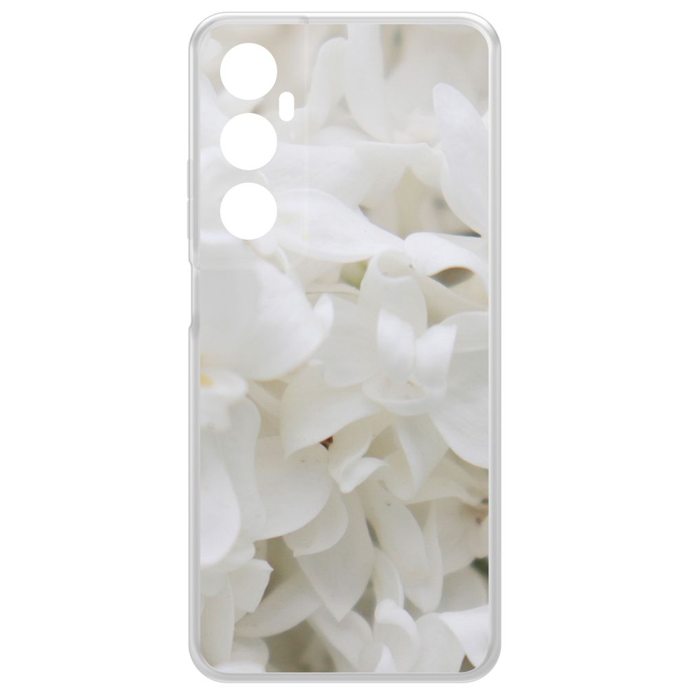 

Чехол-накладка Krutoff Clear Case Белые лилии для Realme C65, Прозрачный
