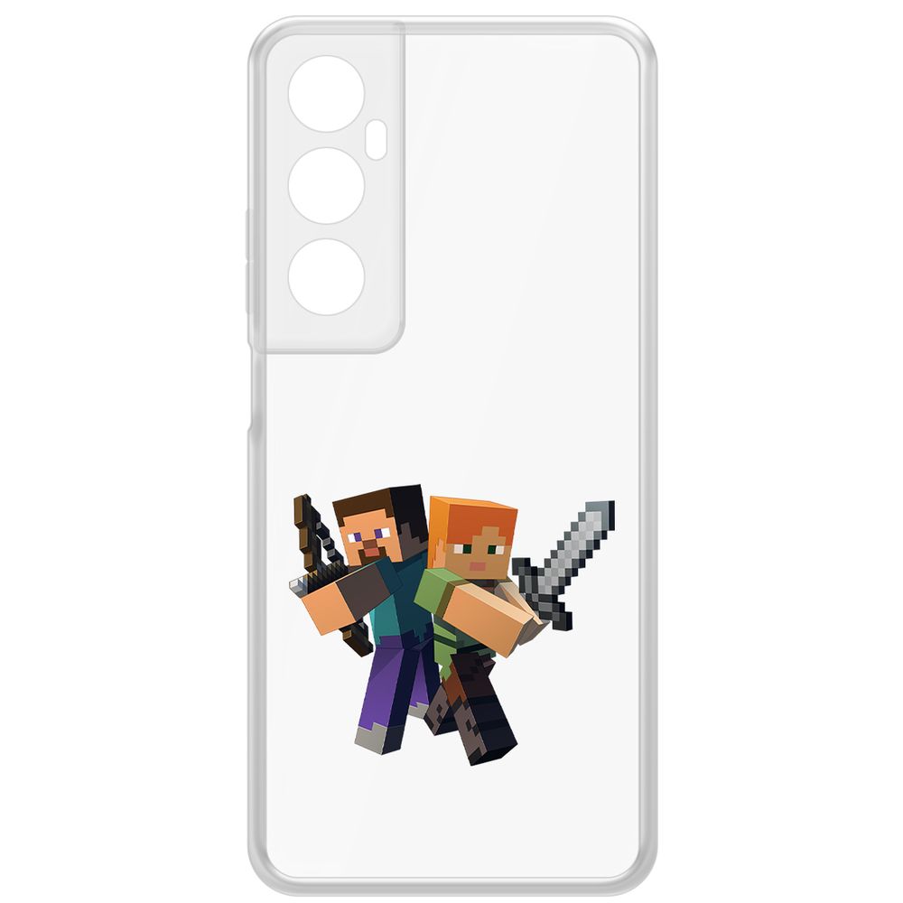 

Чехол-накладка Krutoff Clear Case Minecraft-Стив и Алекс для Realme C65