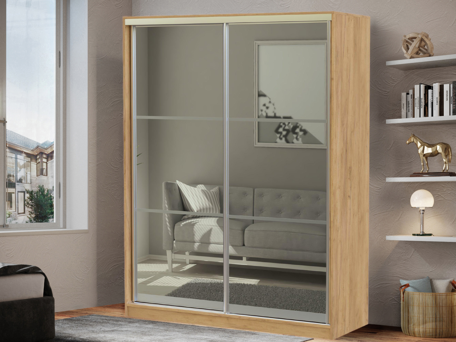 

Шкаф-Купе QualisMebel Эмили 1500х800х2400, Золотистый, Эмили