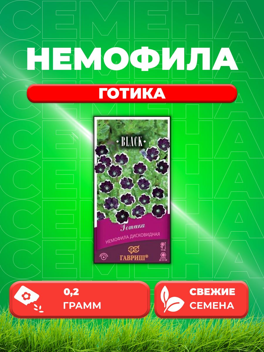 

Семена Немофила Готика (Менциса, дисковидная) 0,2г серия Блэк