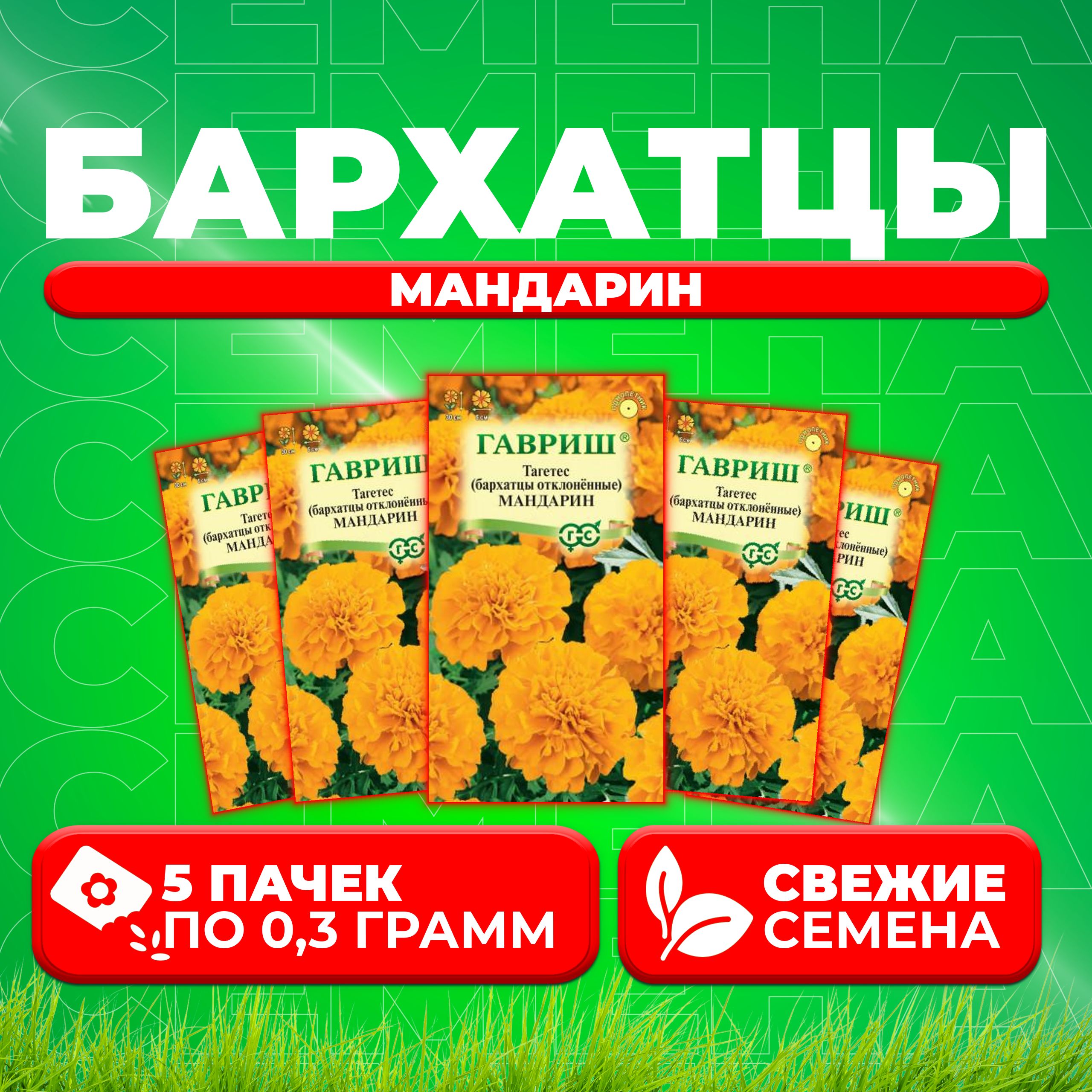 

Семена Бархатцы отклоненные (тагетес) Мандарин, 0,3г, Гавриш, Цветочная коллекция (5 уп)
