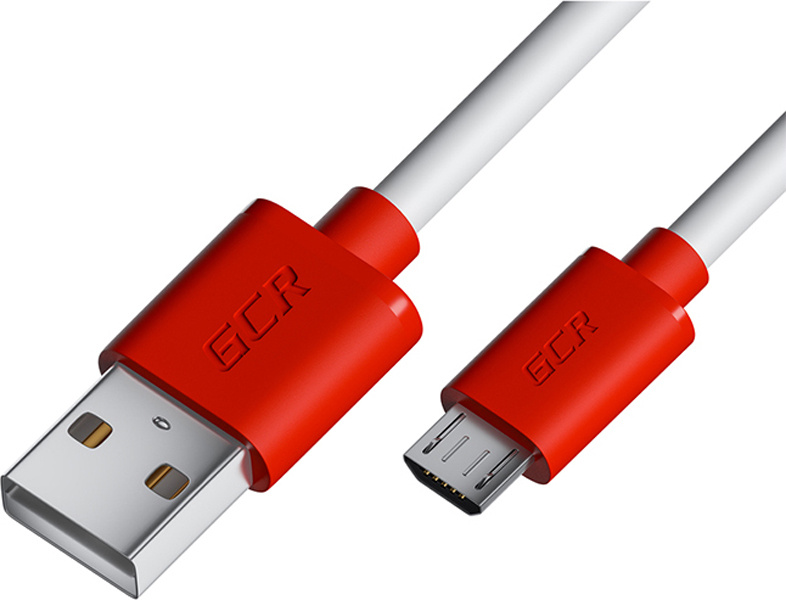 фото Кабель gcr usb - microusb 50cm white-red gcr-53214