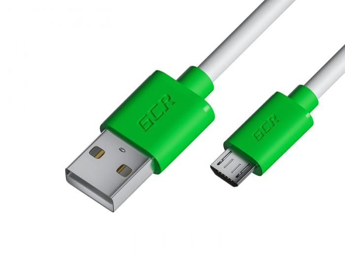 фото Кабель gcr usb - microusb 50cm white-green gcr-53225