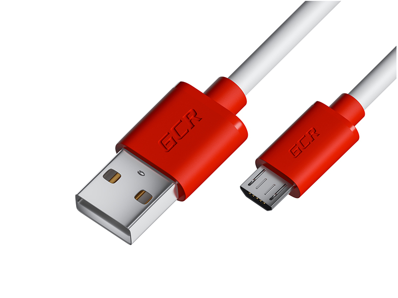 фото Кабель gcr usb - microusb 1m white-red gcr-53215