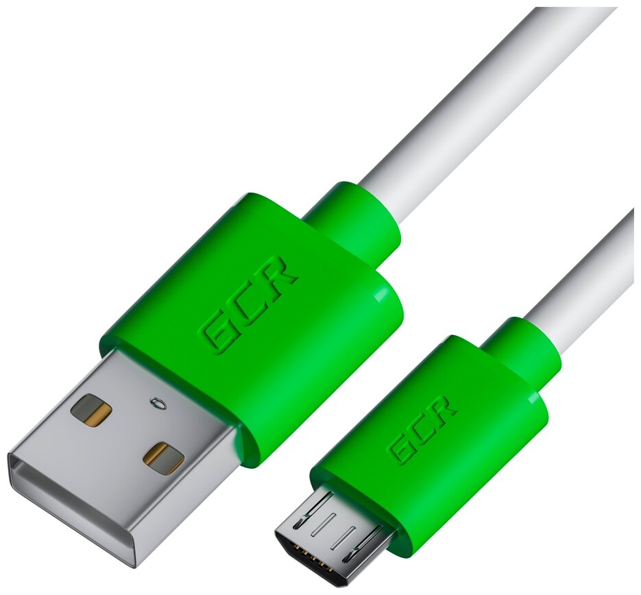 фото Кабель gcr usb - microusb 1m white-green gcr-53226