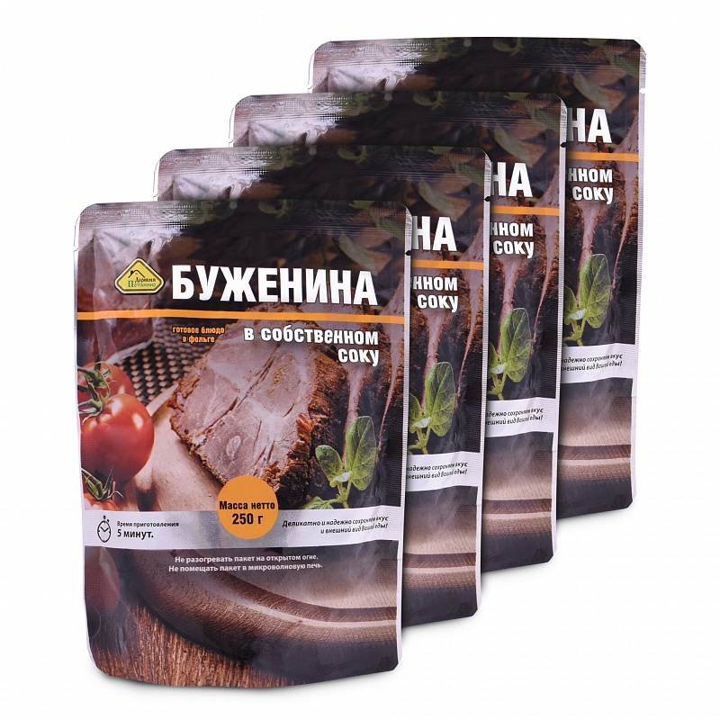 

Готовое блюдо "Буженина из свинины" 250 гр (Деревня Потанино) 4шт*250г, 1кг
