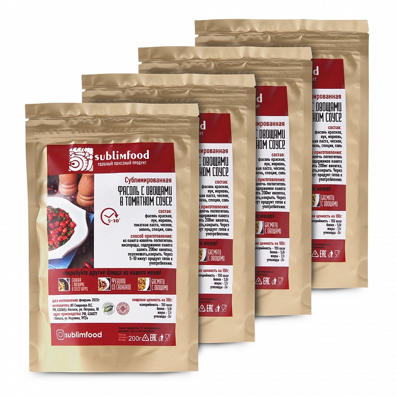 

Фасоль в томатном соусе сублимированная Sublimfood 50г набор 4шт