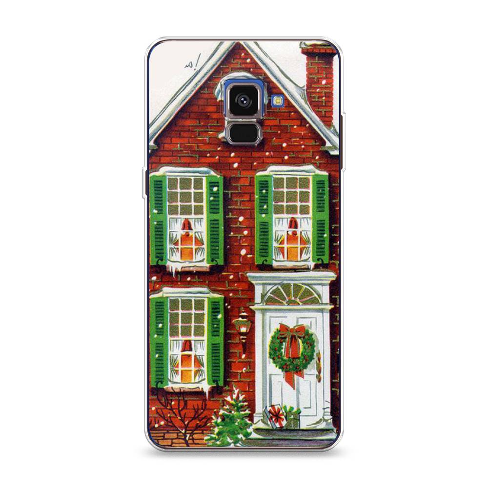 

Чехол на Samsung Galaxy A8 2018 "Рождественский дом", Зеленый;красный;белый, 25450-5