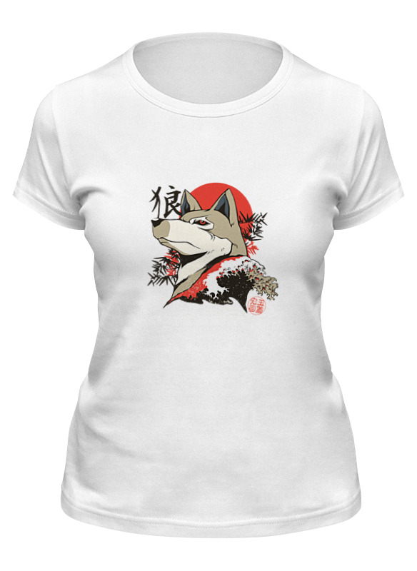 

Футболка женская Printio Japanese wolf белая 2XL, Белый;черный, Japanese wolf